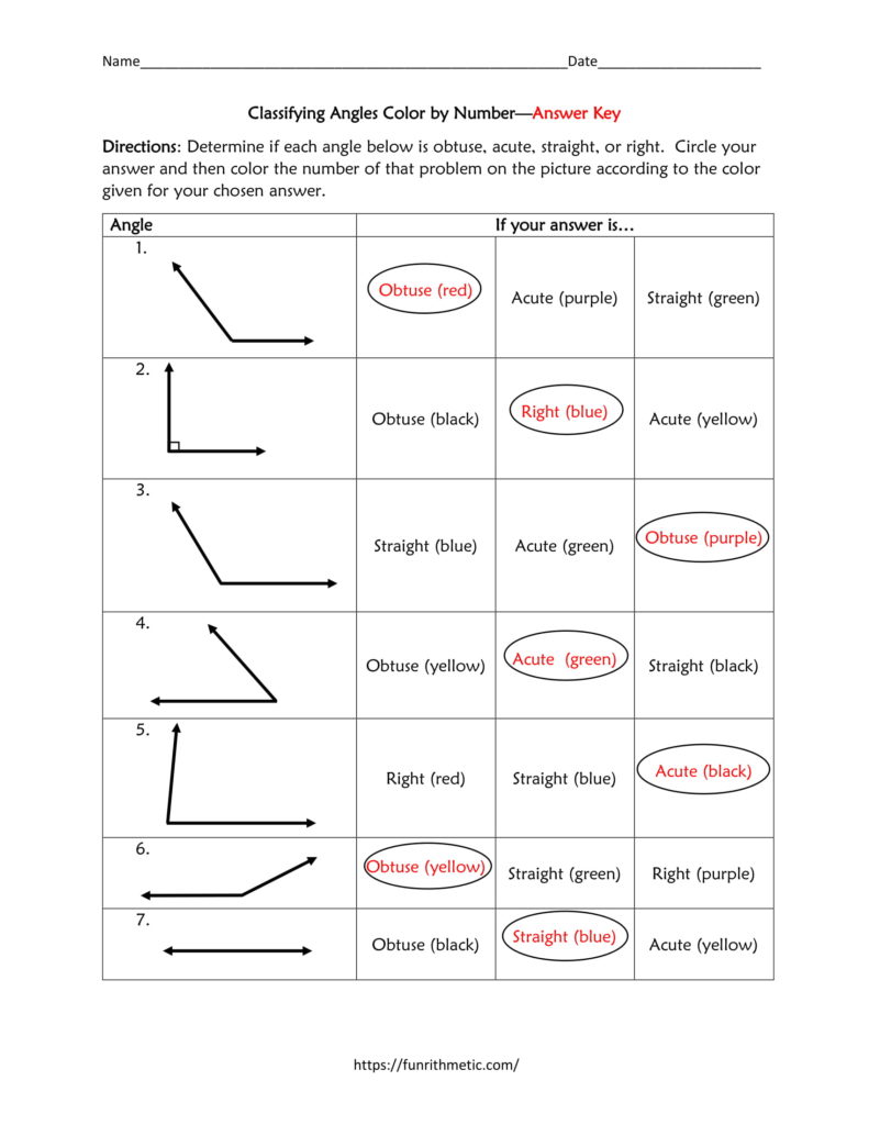 Classifying Angles Color By Number Modified 5 Funrithmetic