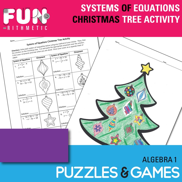 systems of equations christmas tree activity