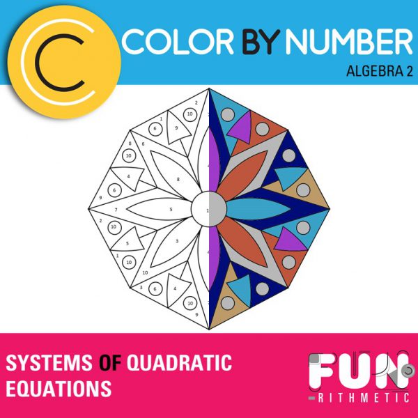 systems of quadratic equations color by number