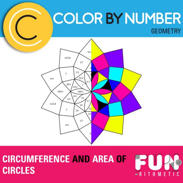 circumference and area of circles color by number