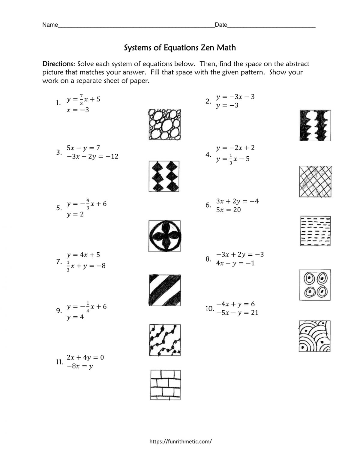 systems of equations zen math2 Funrithmetic