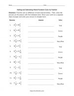 adding and subtracting mixed numbers coloring activity