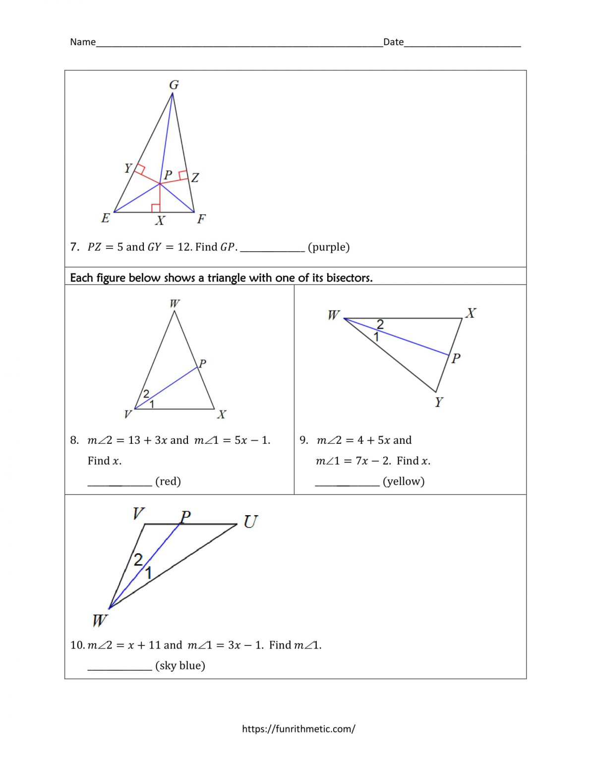 angle bisectors of triangles