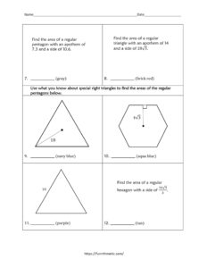Areas of Regular Polygons Color by Number | Funrithmetic