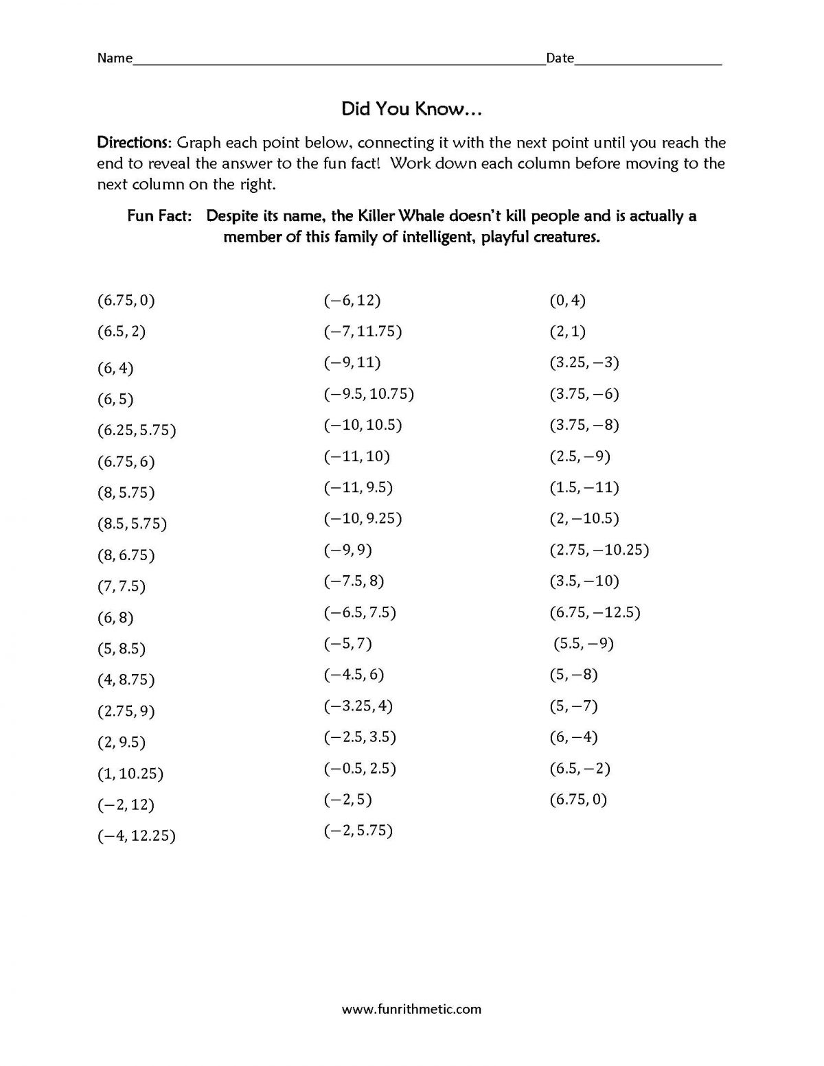 coordinate graphing worksheet