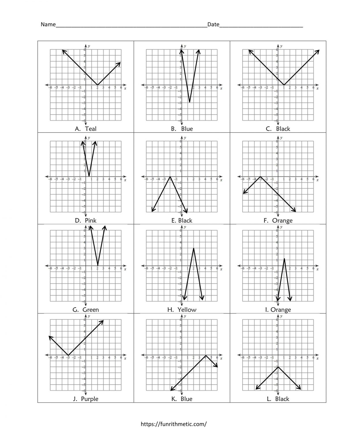 Graphing Absolute Value Equations worksheet