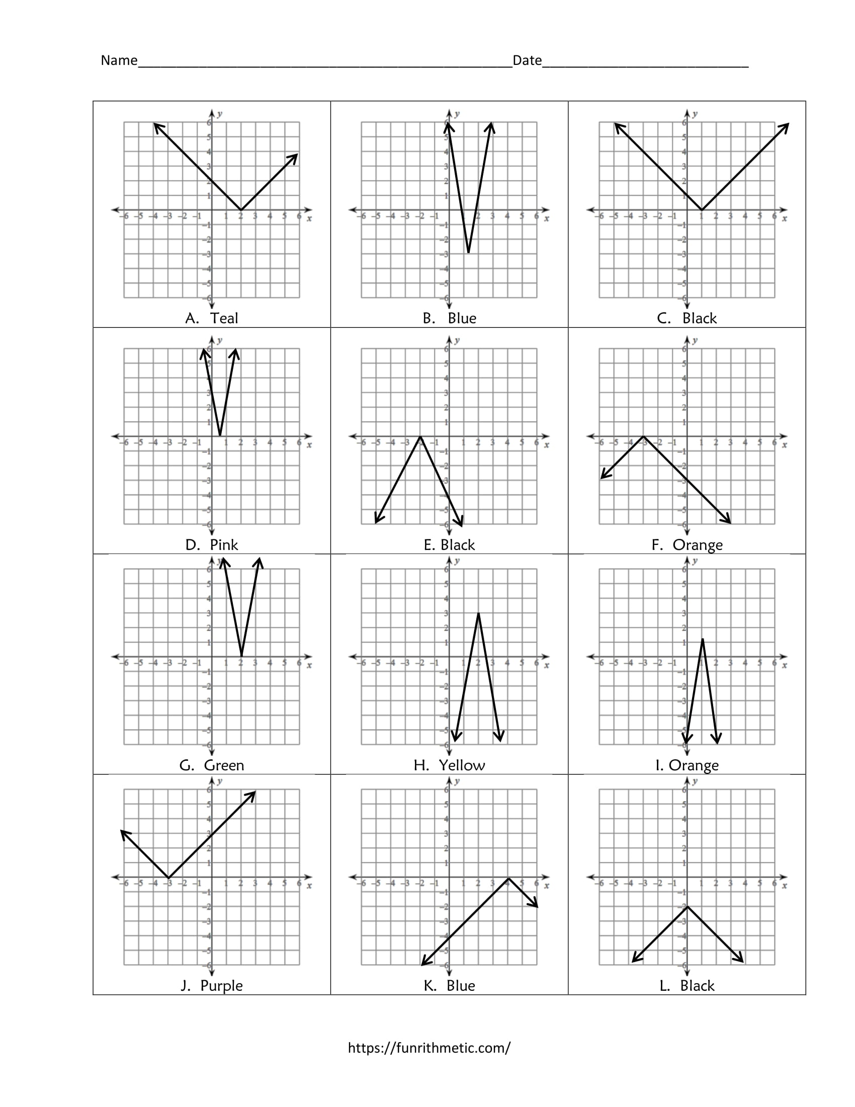 Absolute Value Equations Color by Number Throughout Graphing Absolute Value Equations Worksheet