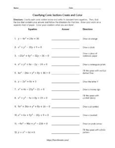 Classifying Conic Sections Create And Color Funrithmetic