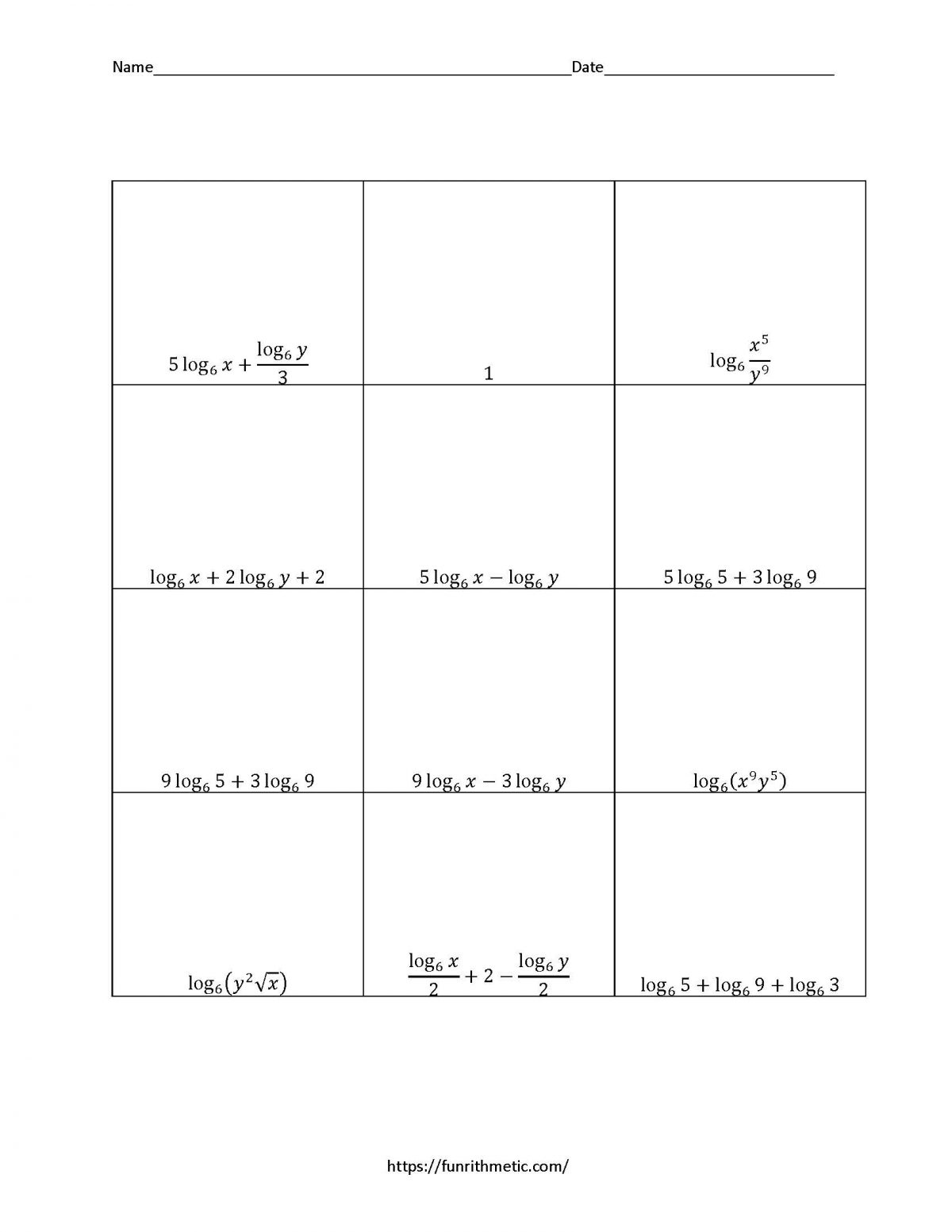 expanding and condensing logarithms activity