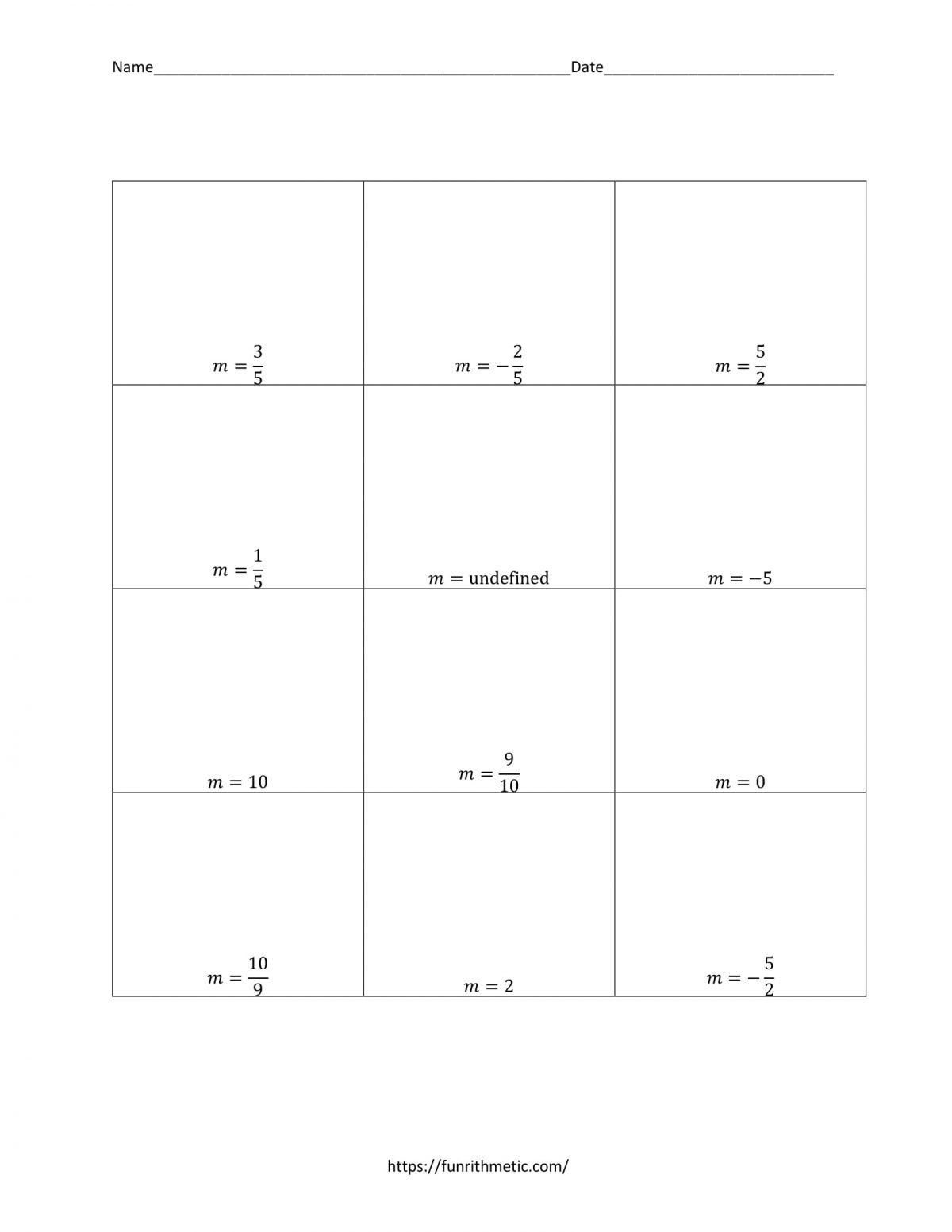 slope using a graph worksheet