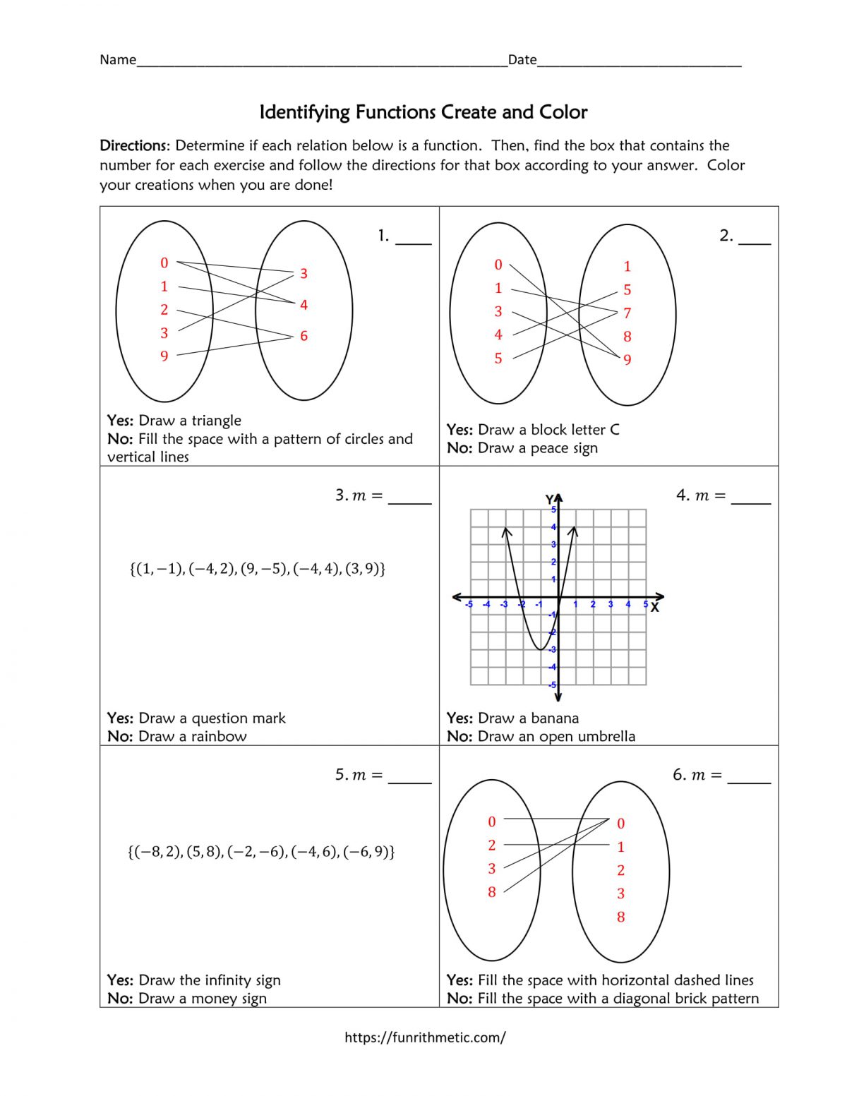 identifying functions worksheet