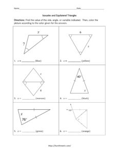 Isosceles and Equilateral Triangles Color by Number | Funrithmetic