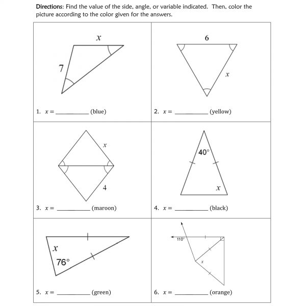 Isosceles and Equilateral Triangles worksheet