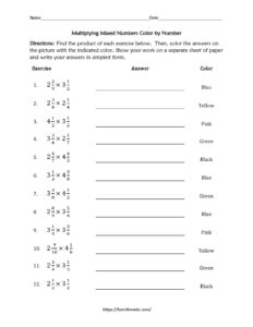 Multiplying Mixed Numbers worksheet