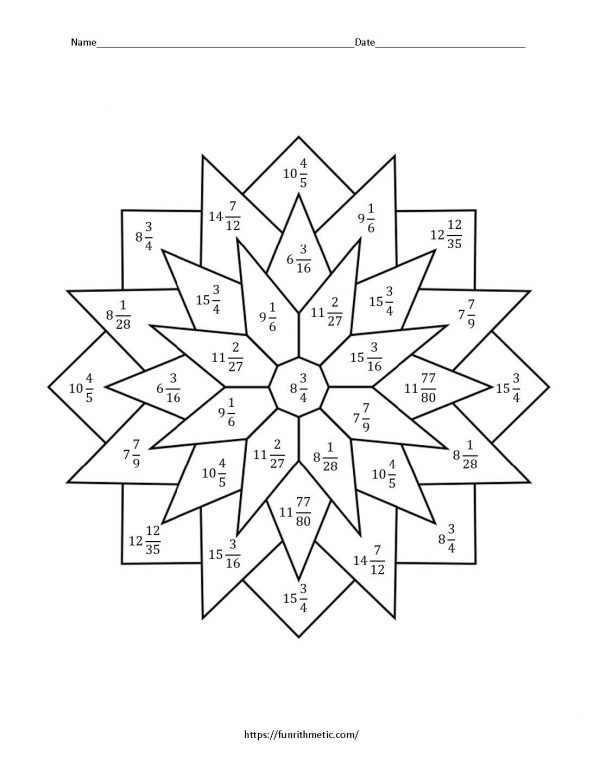 Multiplying Mixed Numbers Color by Number | Funrithmetic