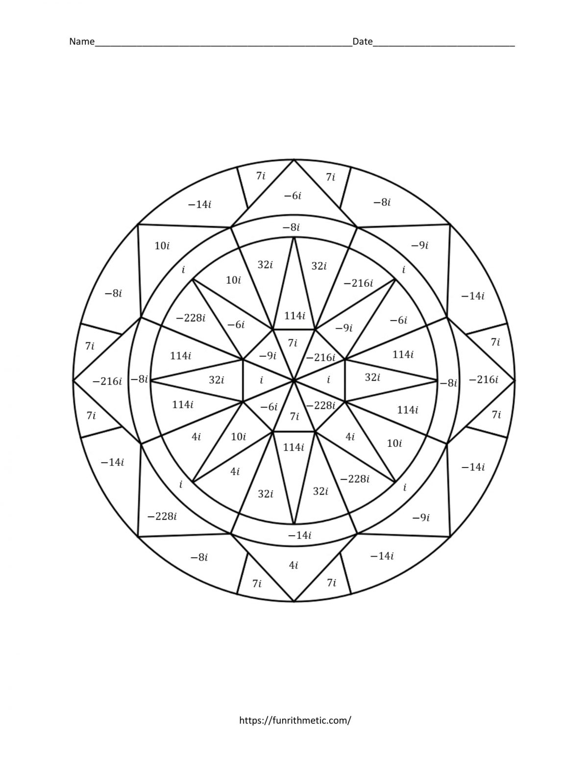 Operations with Complex Numbers worksheet