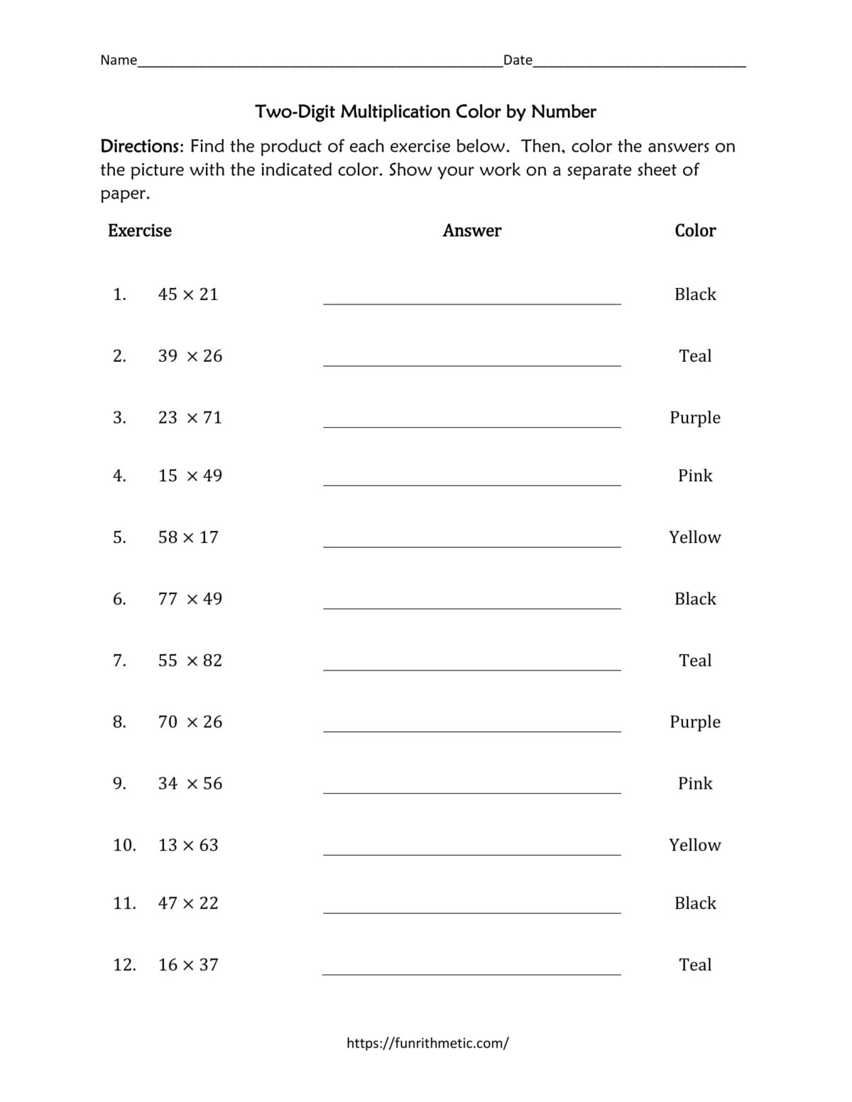 two digit multiplication