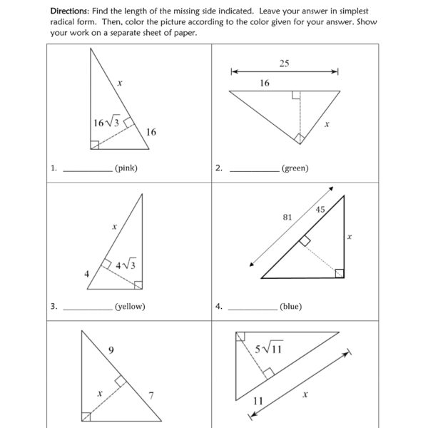 Similar Right Triangles worksheet