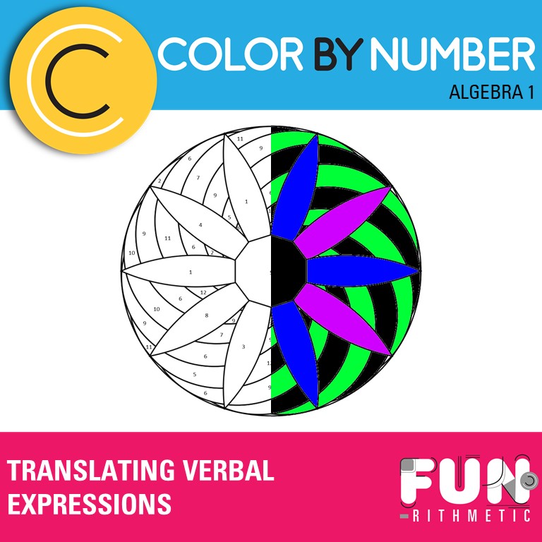 Translating Verbal Expressions Color By Number Funrithmetic