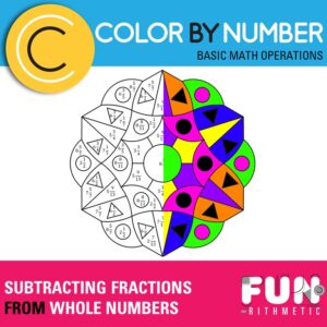 Subtracting Fractions from Whole Numbers worksheet