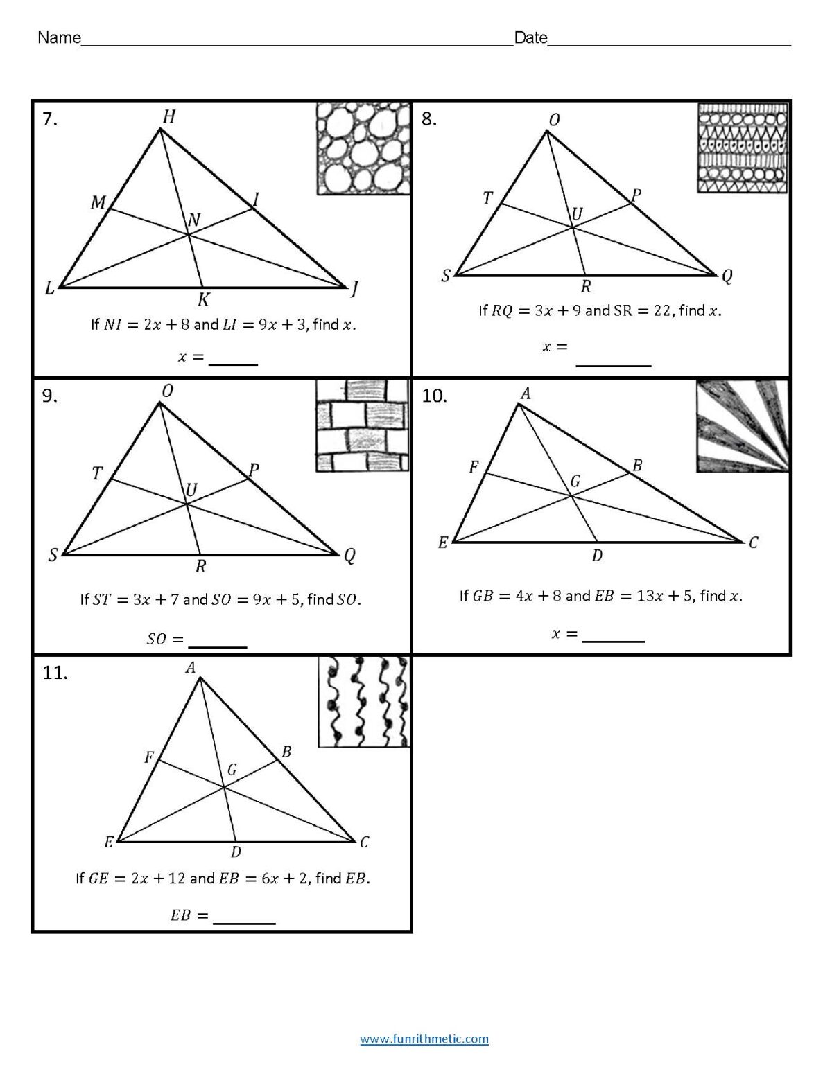 medians of triangles worksheet