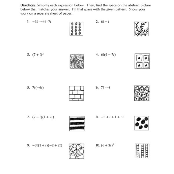 operations with complex numbers worksheet