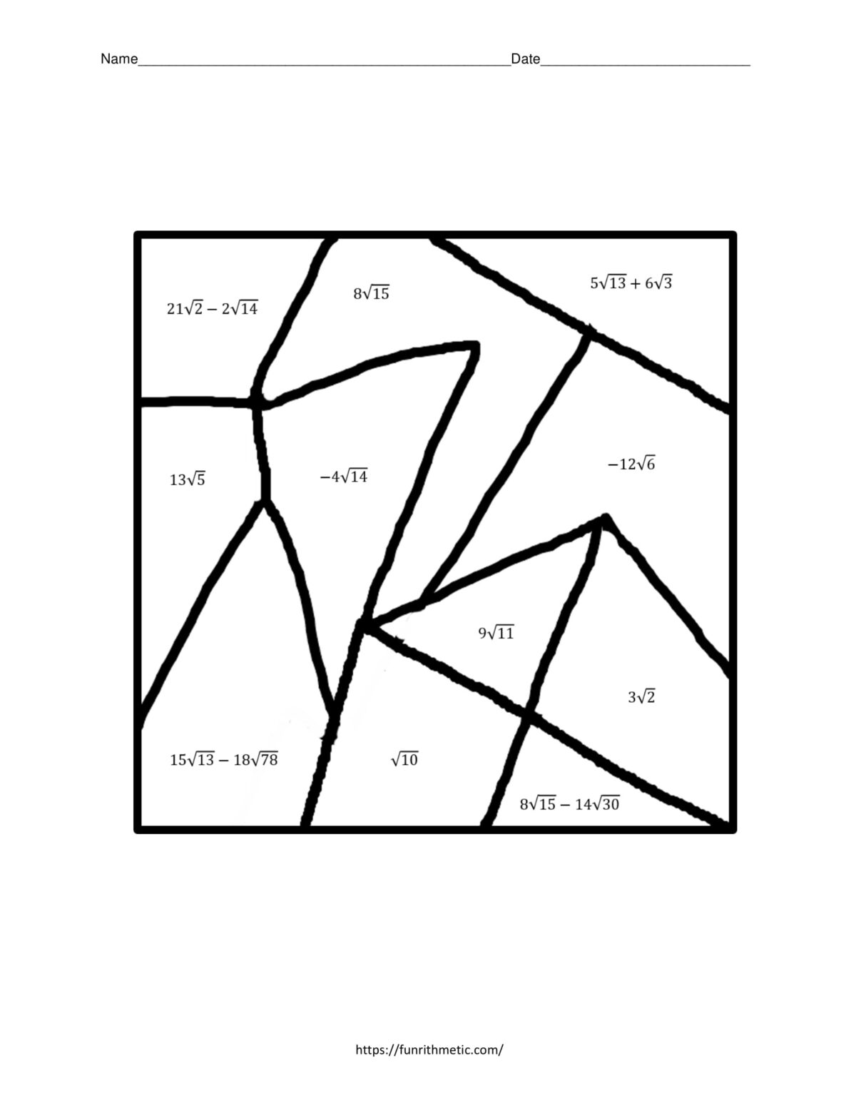 operations with radicals worksheet