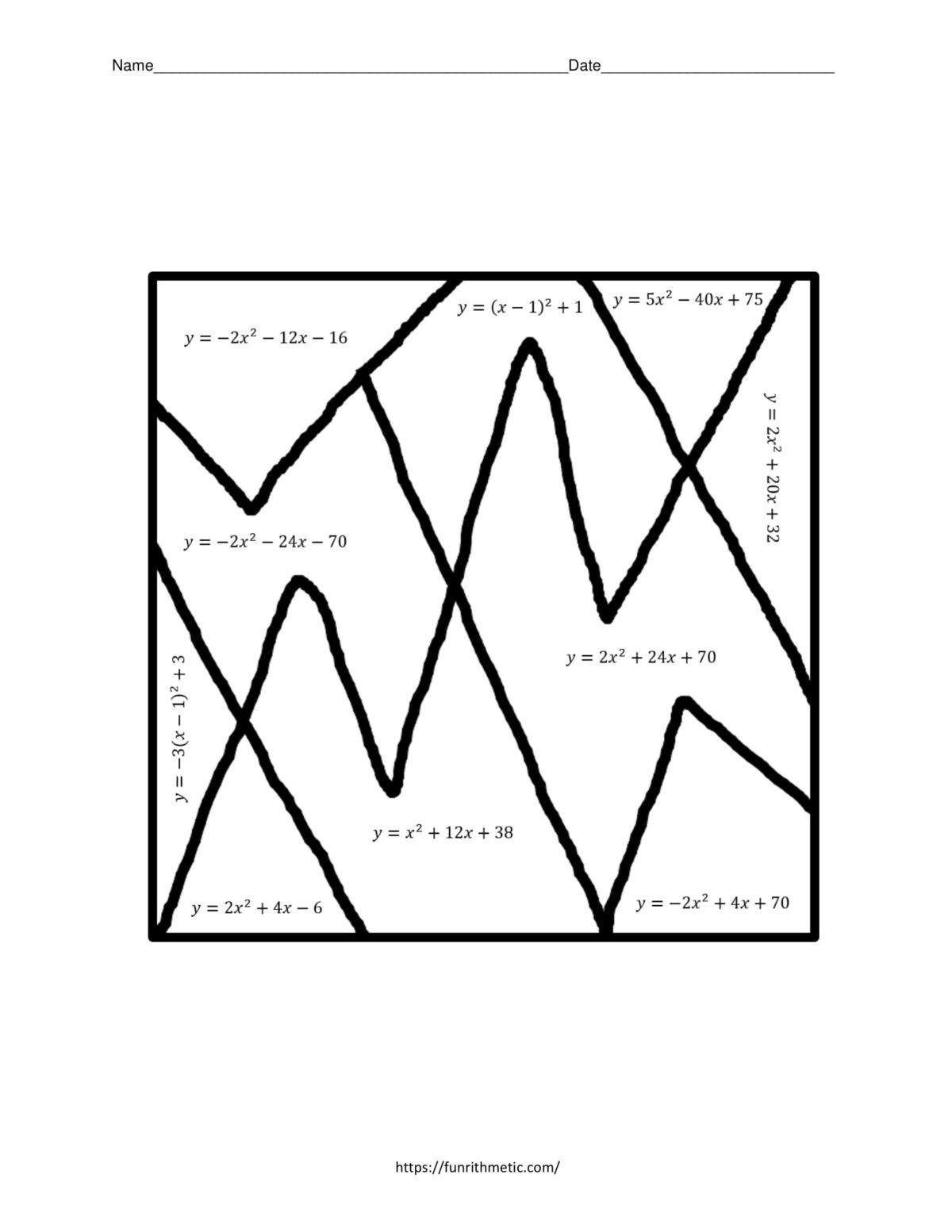 properties of parabolas worksheet