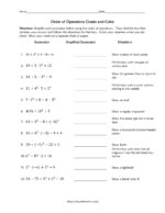 order of operations worksheet