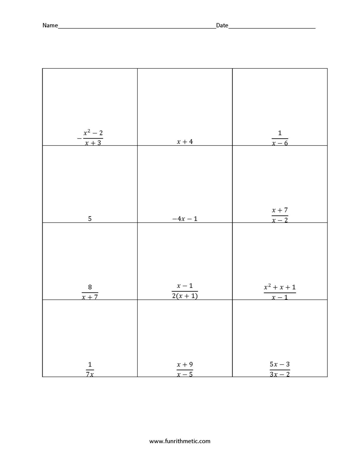 simplifying rational expressions worksheet