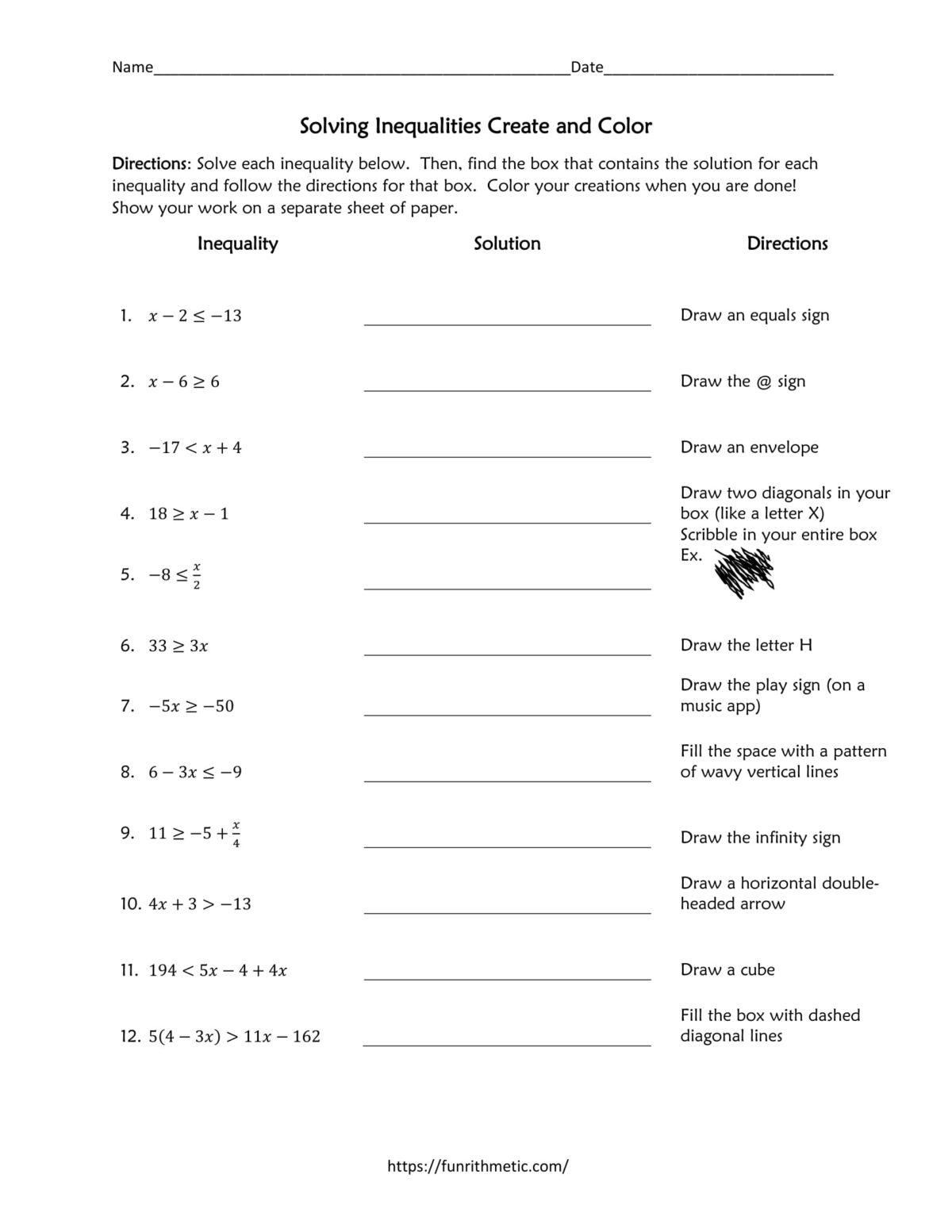 solving inequalities worksheet